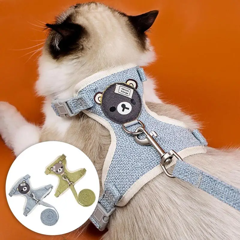 

Cat Harness And Leash Set Escape-proof Dog Breathable Mesh Harness Cat Kitten Durable Walking Harnesses Lead Pet Adjustable Vest