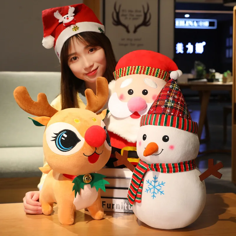 

New Deer Santa Claus Plush Toy Stuffed Animal Soft Cute Elk Snowman Pillow Doll Toys for Children Girls Kids Christmas Gift