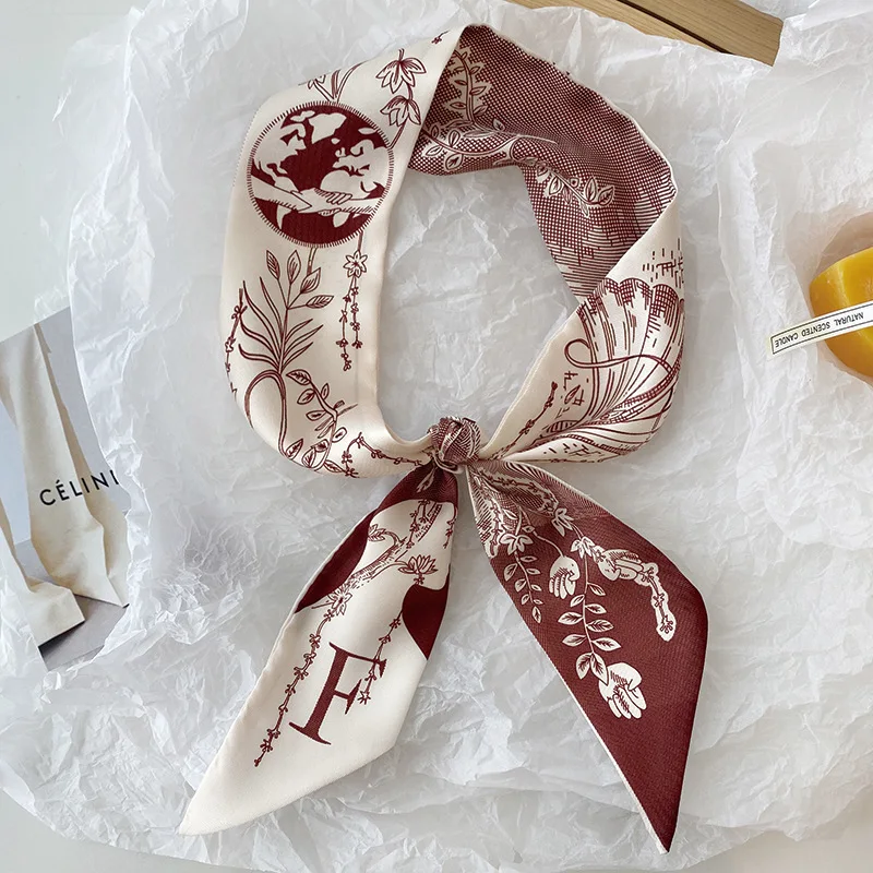 Шикарный шарф из шелка с принтом джунглей и алфавитом на 26 букв, брендовый дизайн для женщин.