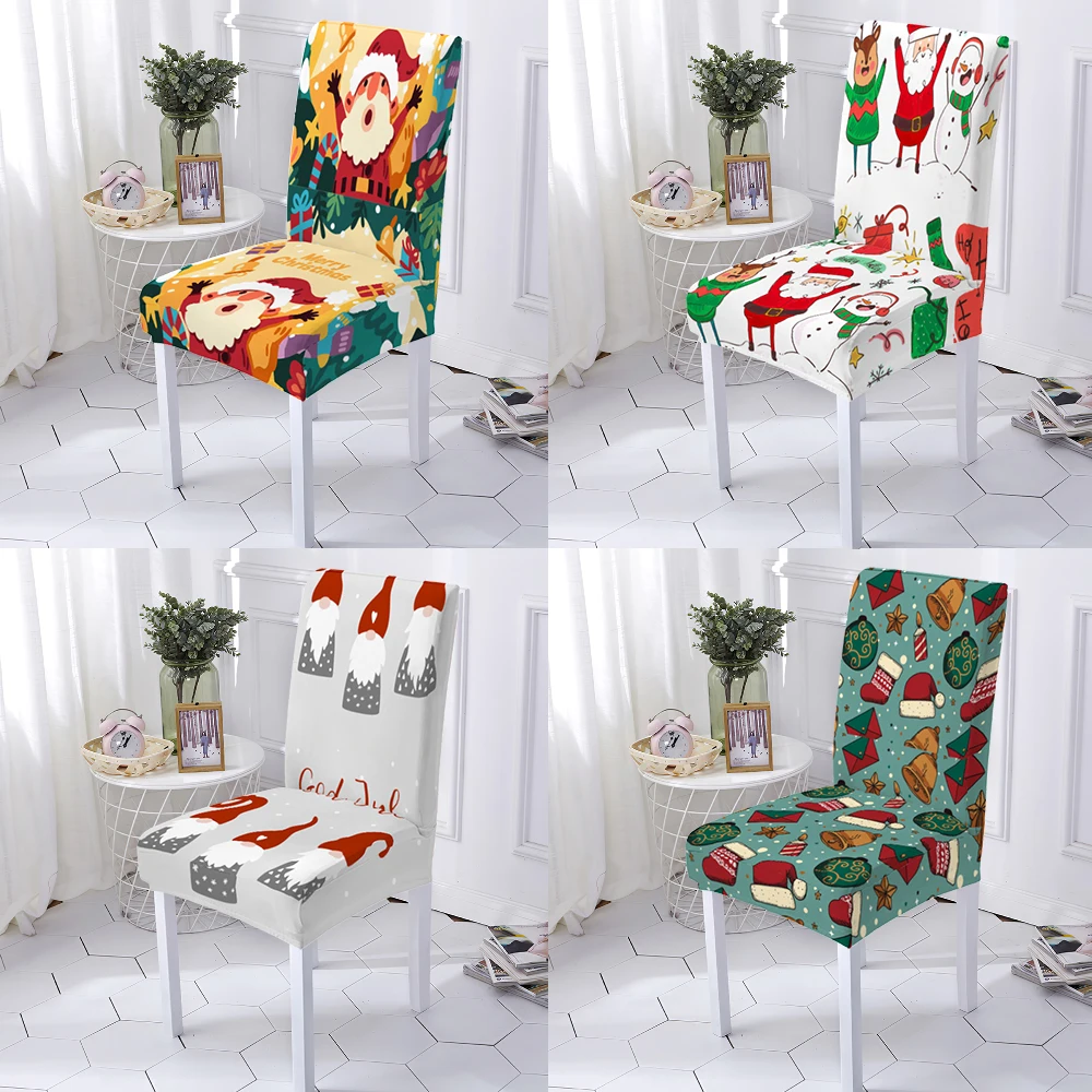 

Christmas Slipcovers Seat Cover Protector Decoration Washable Chairs Covers Print Multifunctional Universal Printed Party