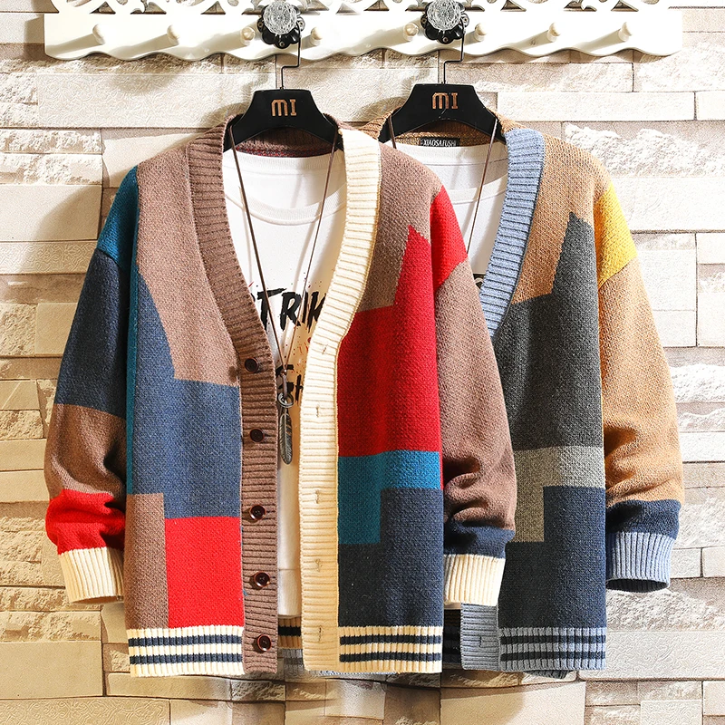 

2022 Winter Men's Knitted Cardigan Casual Large Korean Fashion Sweater Luxury Clothes Designer Jacket Buttons