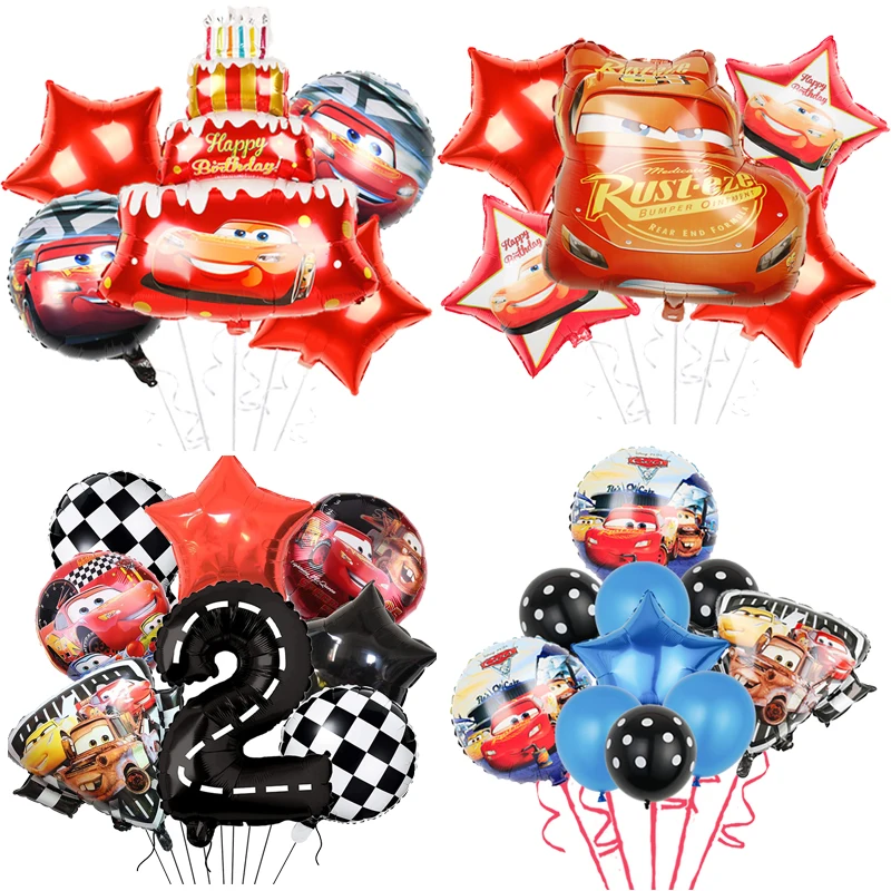 

Disney Cars McQueen Party Balloons Set Decoration Set Up Supplies Children Birthday Theme Cartoon Number Kids Toys Cake Modeling