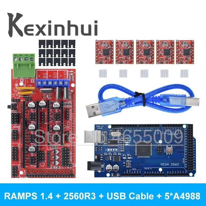 3D принтер Mega 2560 R3 + RAMPS 1 4 панель управления 5 шт. A4988 или DRV8825 шаговый двигатель