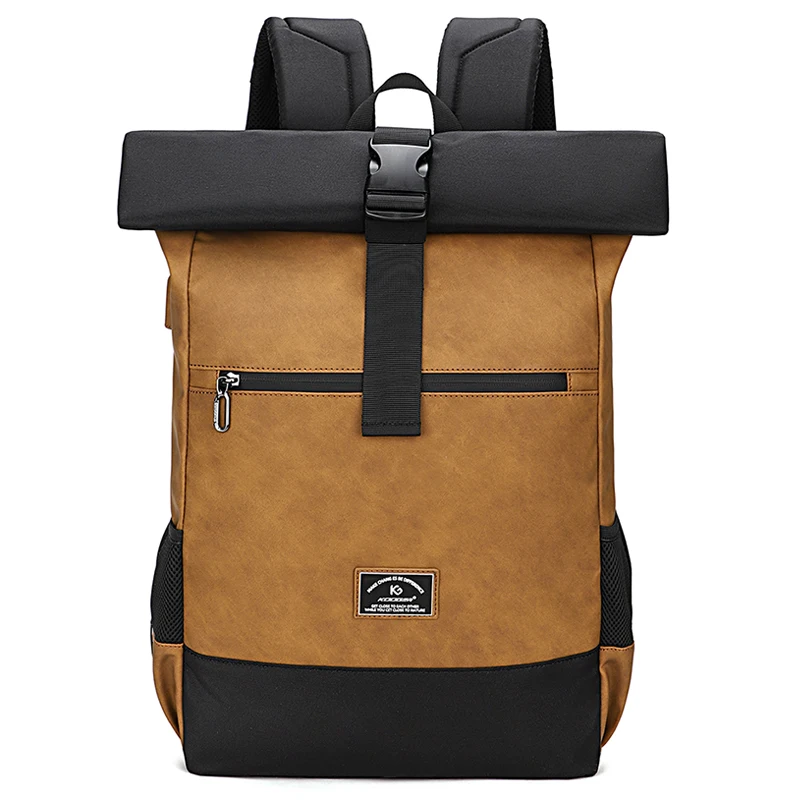 Bags Lightweight Pu Leather Men Luxury Roll Top Rucksack For Women Men