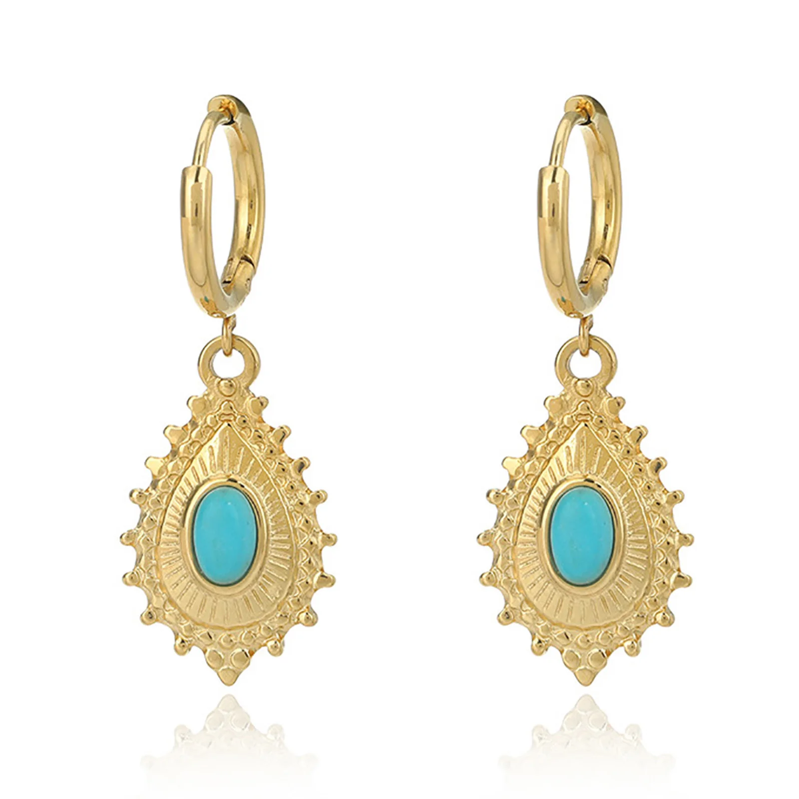 

Eye Shape Dangle Earring, Nature Stone Charm Charm Huggie Hoop Earrings for Women Gift