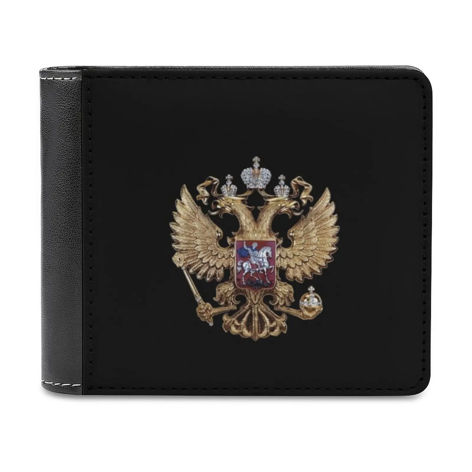 

Кожаный бумажник с изображением герба России, короткие тонкие мужские кошельки, держатели для кредитных карт, мужской бумажник, российский герб