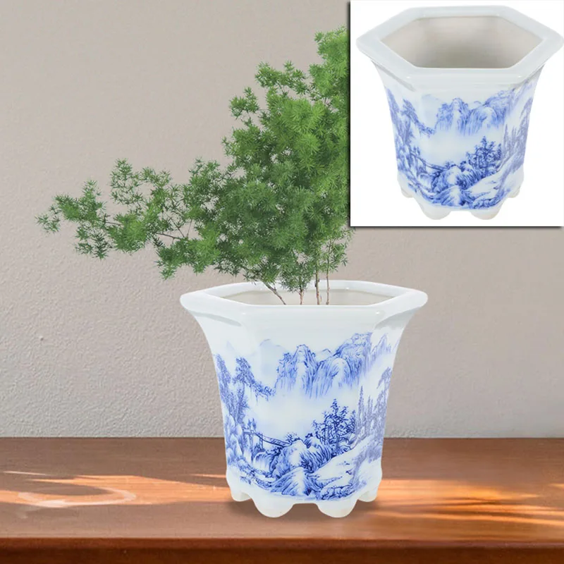 

Сине-белый фарфоровый горшок для бонсай