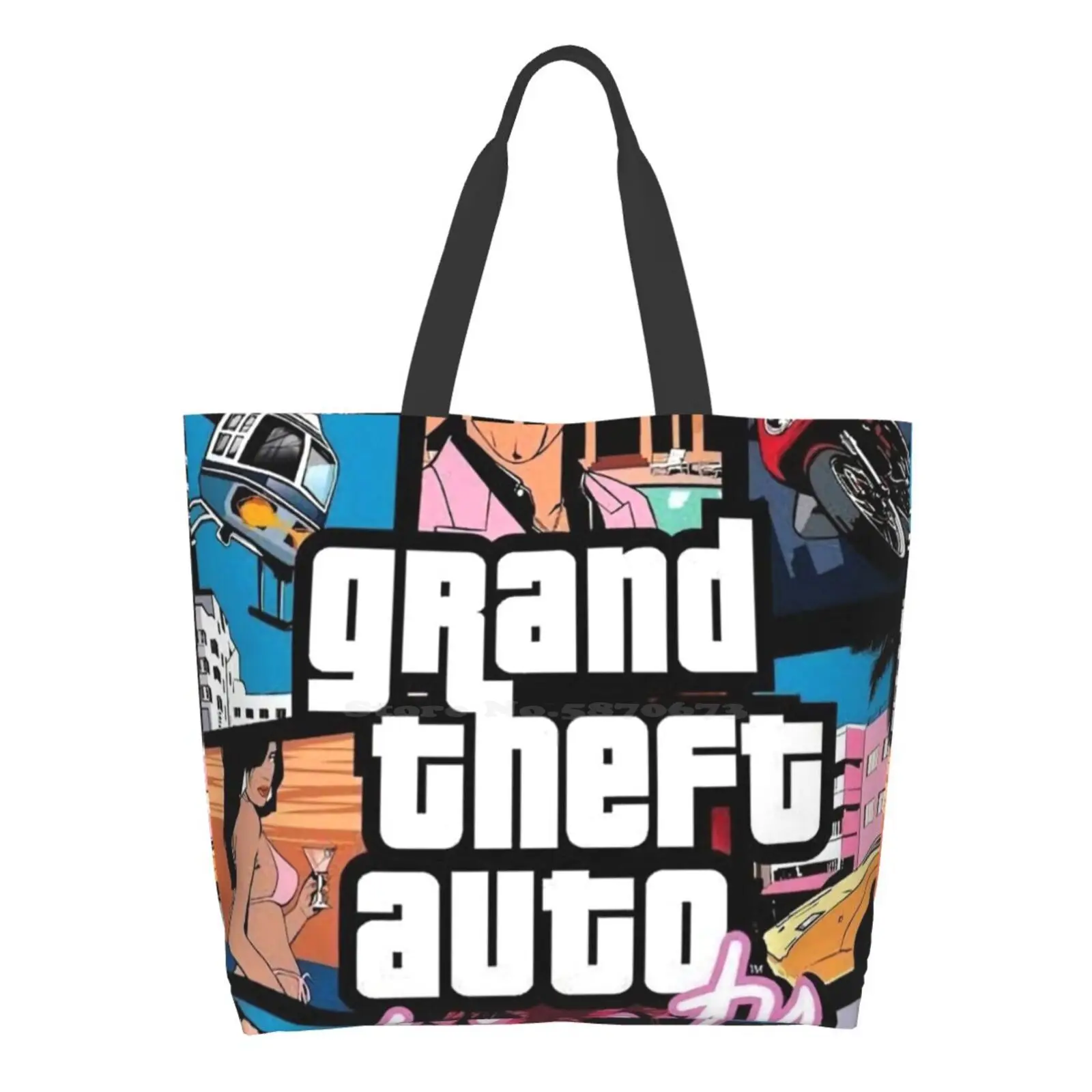 

Vice City Shopping Bags Girls Fashion Casual Pacakge Hand Bag Custom Xbox Color V San Andreas Grand Theft Auto Grand Theft Auto