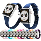 Ремешок мягкий силиконовый для Apple Watch Band, тонкий спортивный сменный Браслет для IWatch, с розовой пряжкой, подходит для Apple Watch Band 45 мм 41 мм 44 мм 40 мм