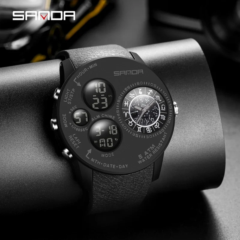 

Kids 2023 Fashion Outdoor Mens Watches Top Brand Military Sports Quartz Watch Dual Display Wristwatch Waterproof Clock 6036