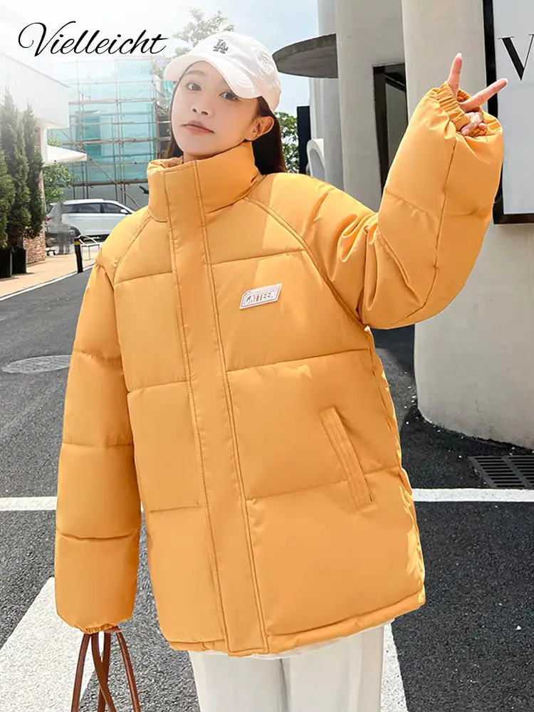 Vielleicht 2022 Women's Oversized Jacket Blue Parka Outwear Stand Collar Short Winter Women Clothes Warm Streetwear Female Coat