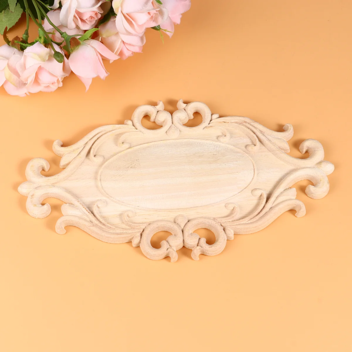 

Wood Carved Corner Onlay Applique Woodcarving Decal for Home Furniture Frame Refurbish Unpainted Craft ( 20x11cm )