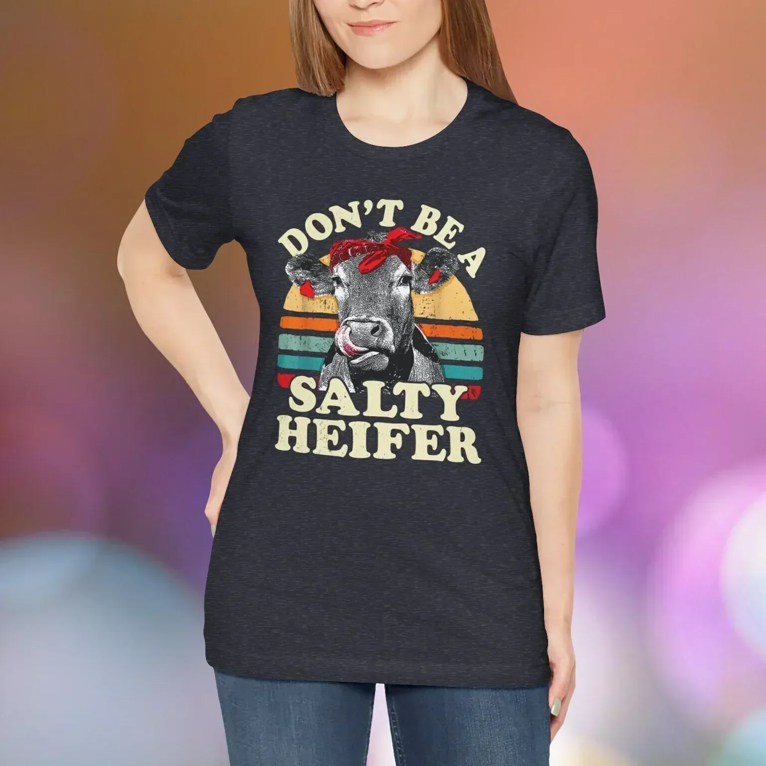 Фото Футболка Salty Heifer с надписью Don Be A Sassy Cow, саркастическая, в стиле ретро, винтажная, забавная, в фермерском стиле №1