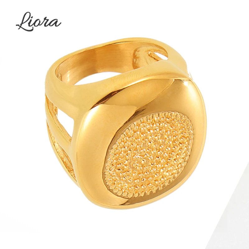 Liora с широким лицом из нержавеющей стали 316L эффектные кольца для женщин массивные