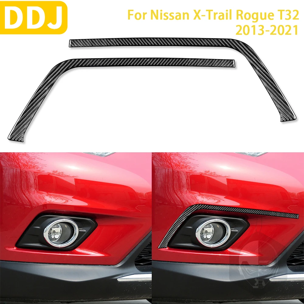 

For Nissan X-Trail Rogue T32 2013-2021 Accessories Carbon Fiber Interior Car Fog Lamp Eyebrow Trim Sticker Decoration