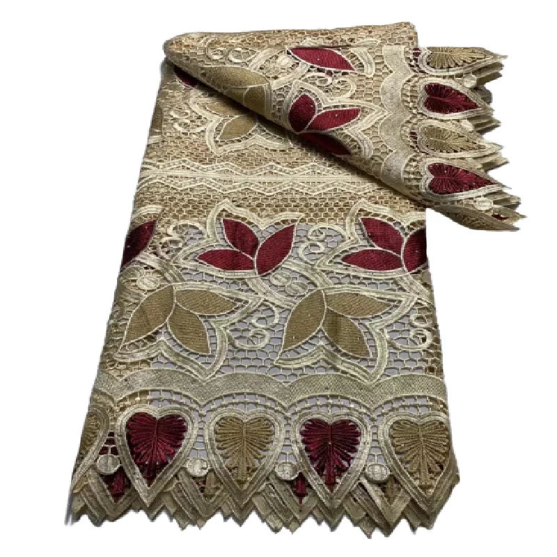 

Африканская гипюровая кружевная ткань, Высококачественная нигерийская швейцарская вуаль в Швейцарии, сетчатая Тюлевая Кружевная Ткань 5 ярдов для свадьбы