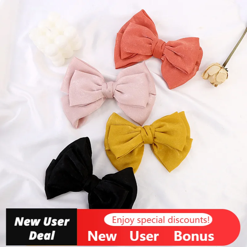 

Korean Fashion Solid Color Bow Hairpin Ladies Fabric Satin Exquisite Headdress Hair Accessories Hairpin Jewelry