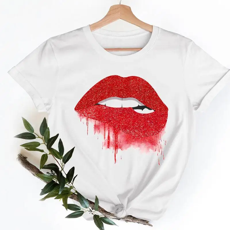 

Graphic T-shirts Tee Shirt Mouth Lip 2022 Style New Cute Female Tshirt Lady Clothes Casual Fashion T Women Short Sleeve Top