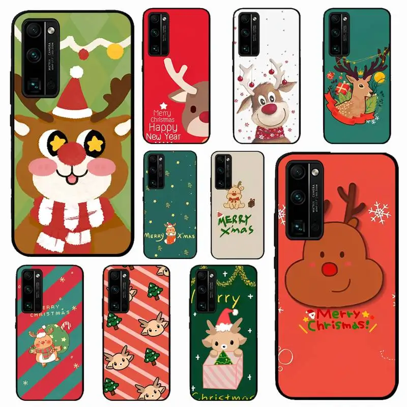 

Christmas New Year Gifts Elk Snow Phone Case for Huawei Honor 10 i 8X C 5A 20 9 10 30 lite pro Voew 10 20 V30