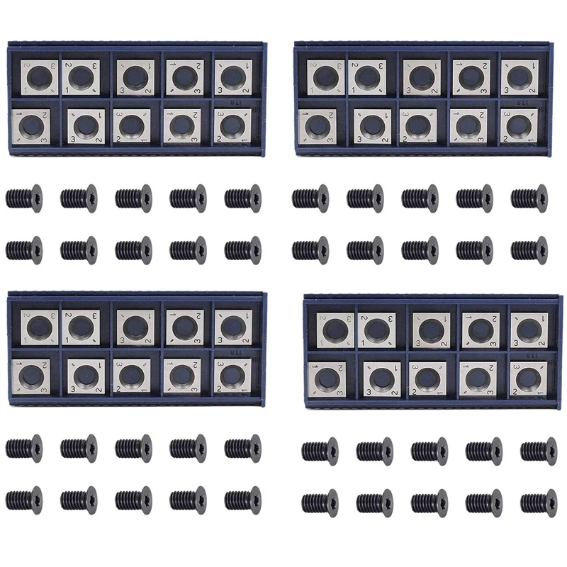 

40Pcs 14Mm Square Straight Carbide Cutter Insert With 40Pcs M610mm Screws For Wood Working Spiral Planer Cutter Head