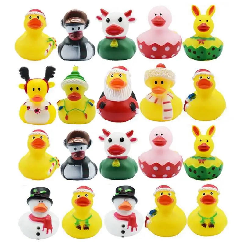 

Random Color Adorable Christmas Ducks 30 Pcs Assorted Ducks Decoration Gift For Baby Showers Float Bath Party Favors Squeaky Toy