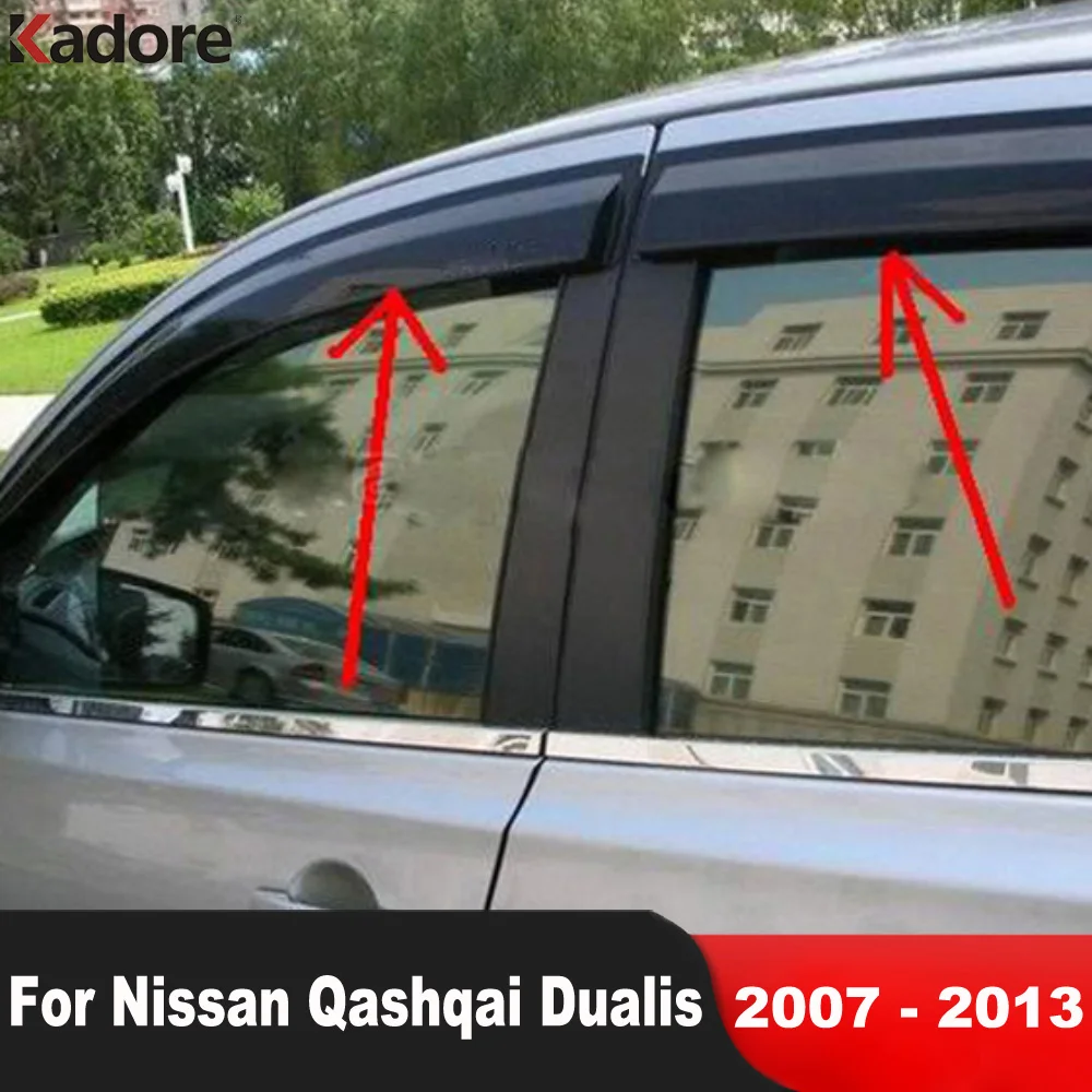 

For Nissan Qashqai Dualis J10 2007-2013 Window Deflectors Wind Deflector Sun Guard Rain Vent Visor Cover Trim Car Accessories