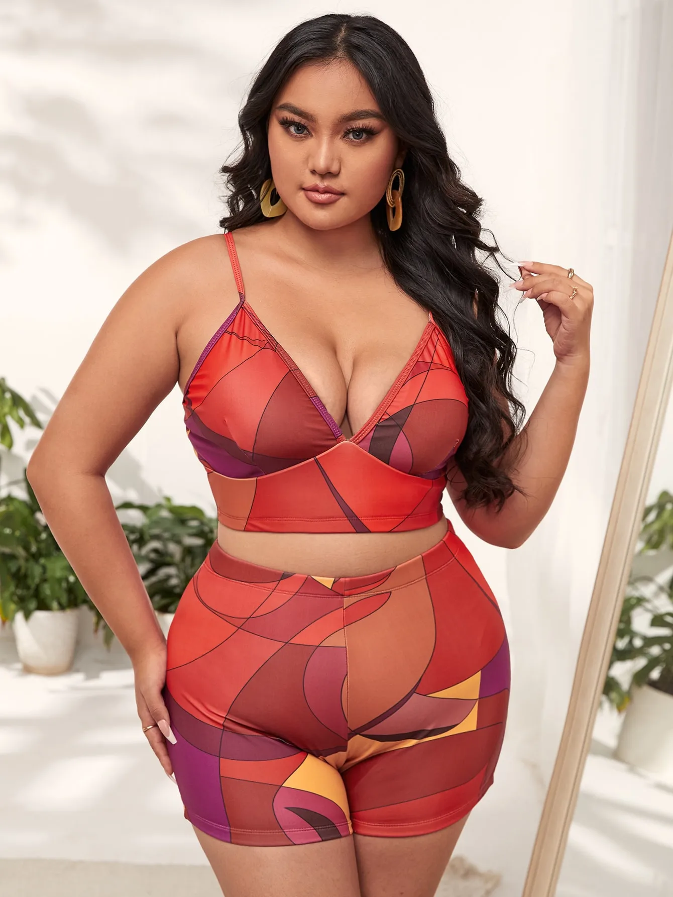 

Jucleo 2022 New 5XL Plus Size Red Bikini Set Tankini Big Large Female Woman Swimsuit 2 Piece Bathing Suit Swimming