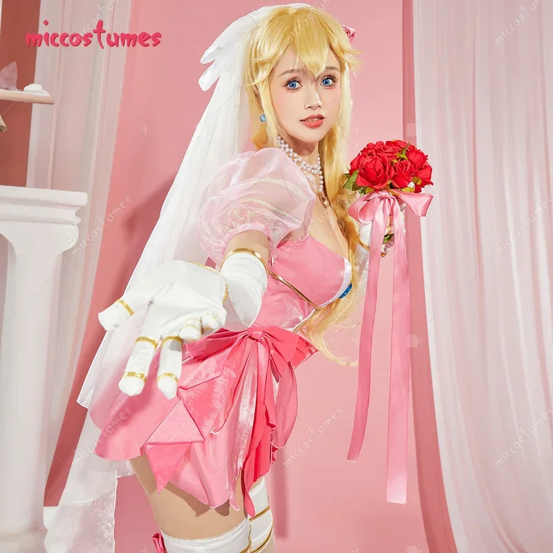 Miccostumes x Mobbunny Bride персиковый свадебный костюм для косплея розовый сексуальный