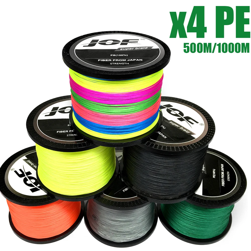 

JOF Braided Fishing Line 4 Strands PE Multicolor Multifilament Lines Braid 500m 1000m Strong Strength Wires Carp Fishing 10-80LB