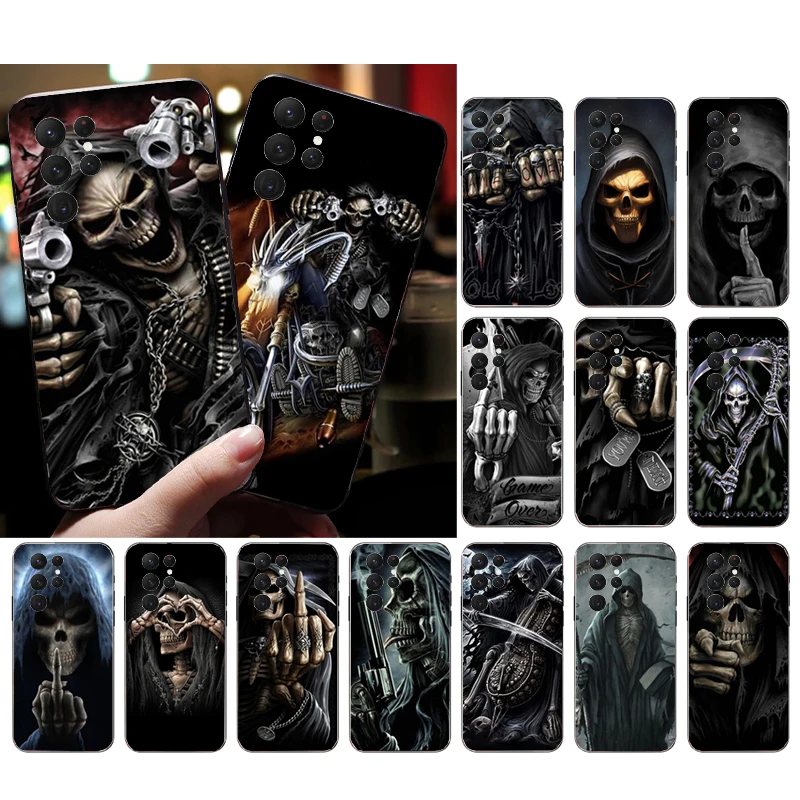 

Grim Reaper Skull Art Phone Case for Samsung Galaxy S23 S22 S21 S20 Ultra S20 S22 S21 S10E S20FE Note 10Plus Note20 Ultra
