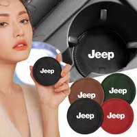 1pcs new car cup holder pad pu leather slot non slip coaster mat for jeep wrangler grand cherokee compass renegade tyre stem air