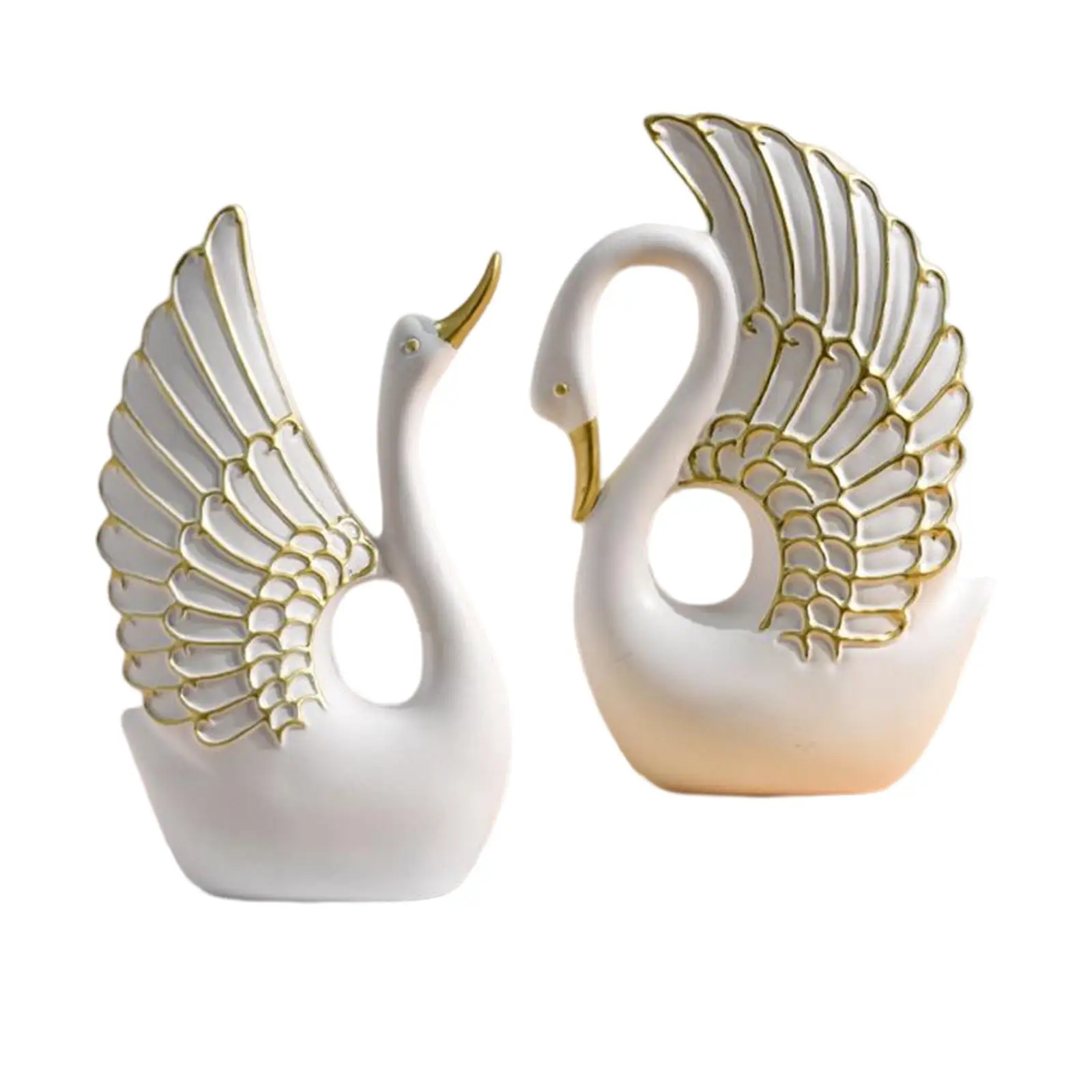 

2x Swan Figurines Statues Birthday Birthday Gift Cake Topper Resin Sculpture