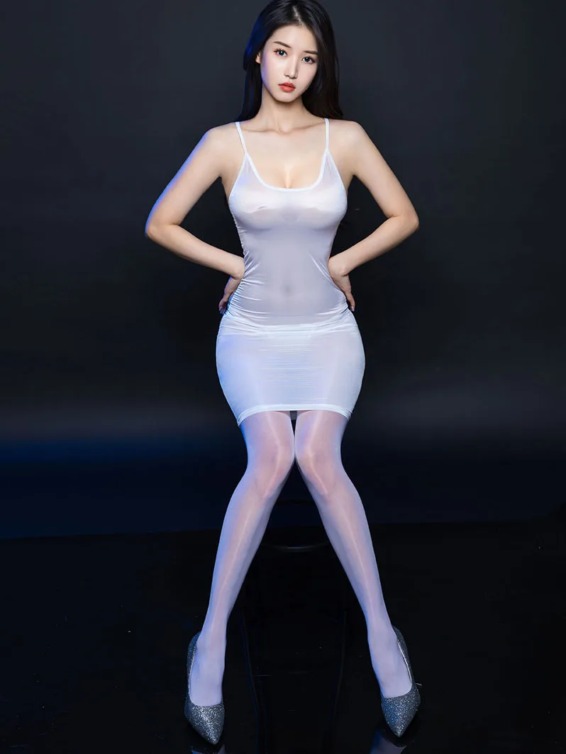 2024 новое сексуальное шелковистое гладкое прозрачное платье на бретельках с