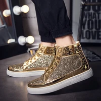 fall mens high top gold glitter sneakers lace up platform black flats gold ladies glitter silver shoes