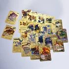 Новый английскийиспанский 27-54 Pokemon Metal V Card Пикачу; Чаризард Golden Vmax Card детская игра Рождественская коллекция