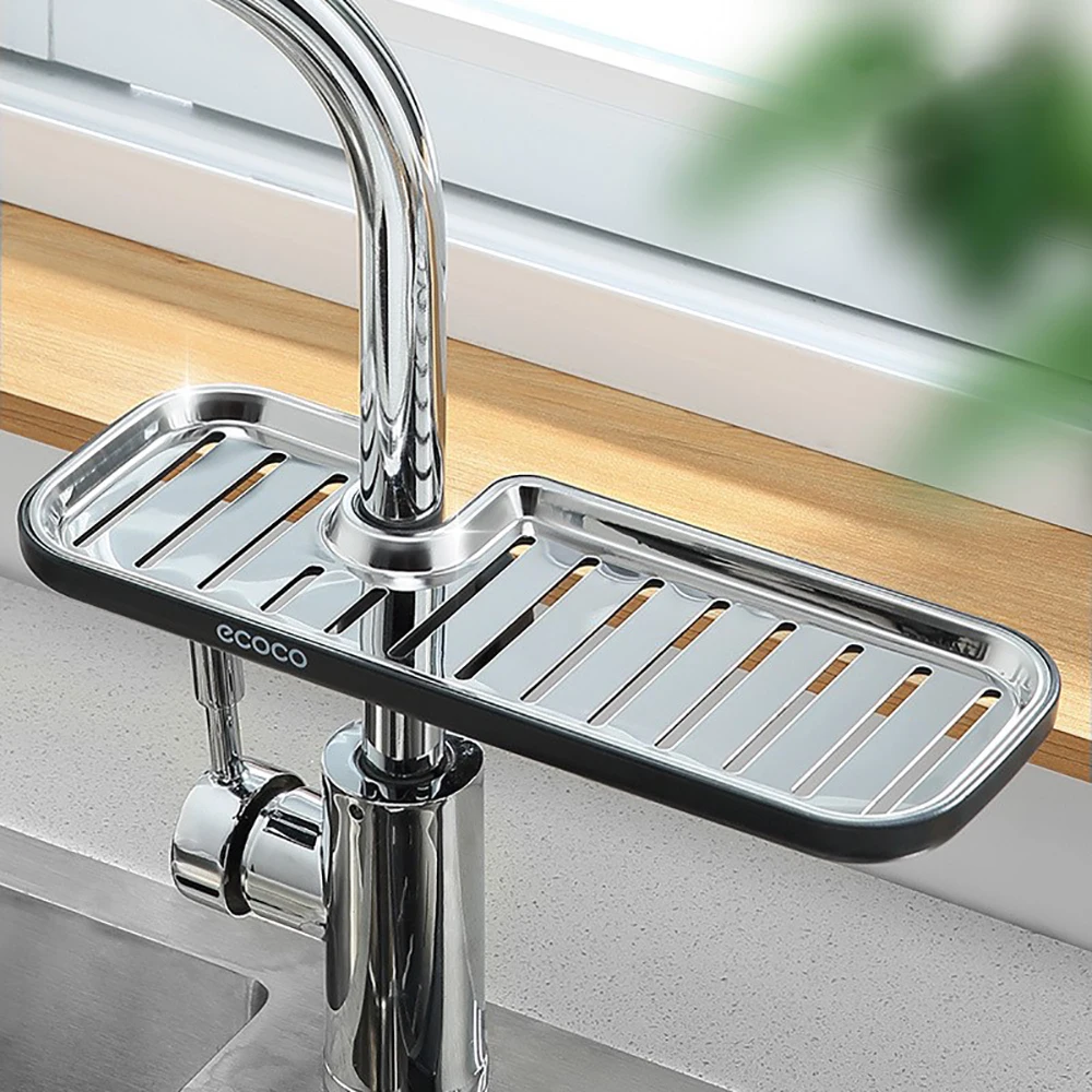 

Stainless Steel Faucet Rack Kitchen Storage Shelf Sponge Dish Cloth Finishing Rack Drain Rack Pool Rag Storage Drain Dry Rack