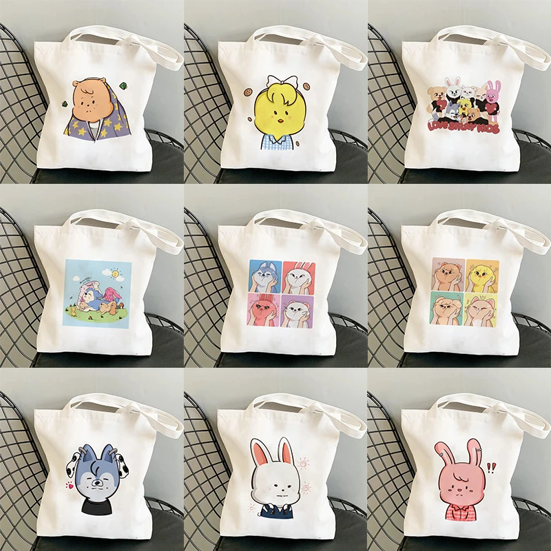

Stray Kids Skzoo Shopper Bag Korean K Pop Shopping Bags for Women Harajuku Cartoon Large-capacity Shoulder Bag Drop Shipping