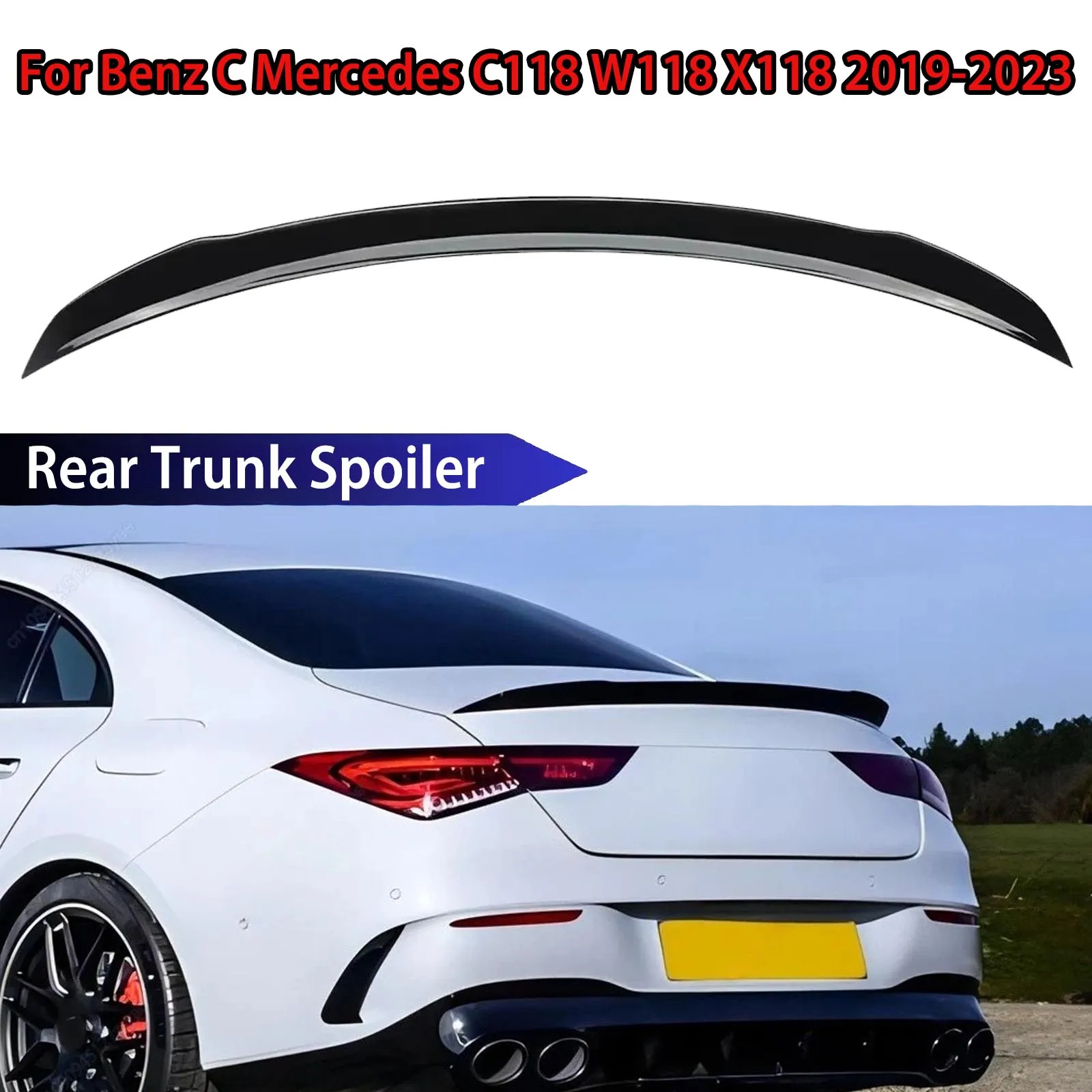 

Для Mercedes Benz CLA Class C118 W118 X118 2019-2023 CLA180 200 220 250 CLA35 CLA45 AMG Автомобильный задний спойлер багажника, обвесы с крылышками