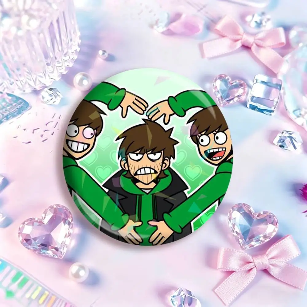 Фото E-Eddsworld Эдд Том Мэтт Торд Круглый Лазерный Значок Креативные Пинсы Брошь для Декора Подарки для Фанатов Коллекционирование Пасхальных Украшений №4