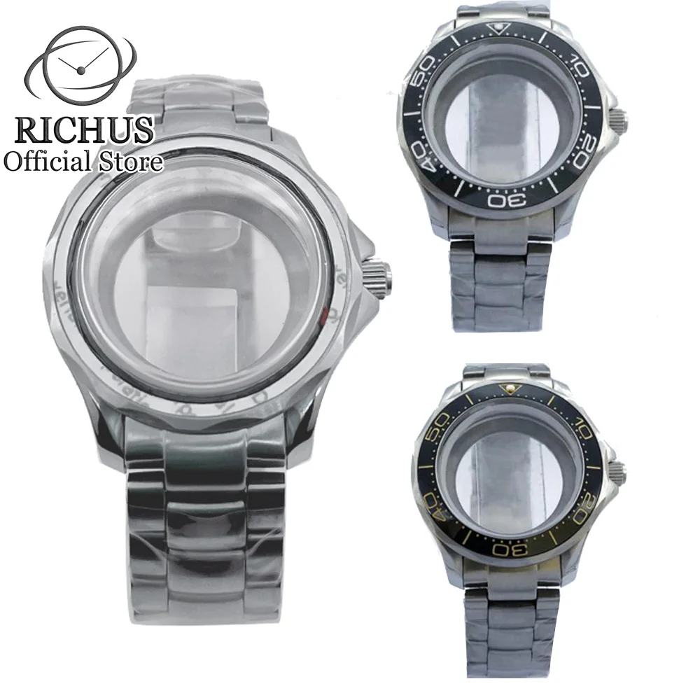 41mm Watch Case With Bezel Sapphire Glass Stainless Steel For NH35 NH36 ETA 2836 Miyota 8215 8205 821A DG2813 3804 Movement