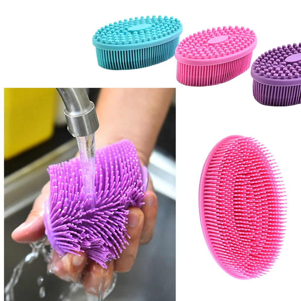 

1PCS Soft Silicone Body Brush Bath Shower exfoliating skin Suitable for baby bath shampoo Facial Massage Brush Supplies Dropship