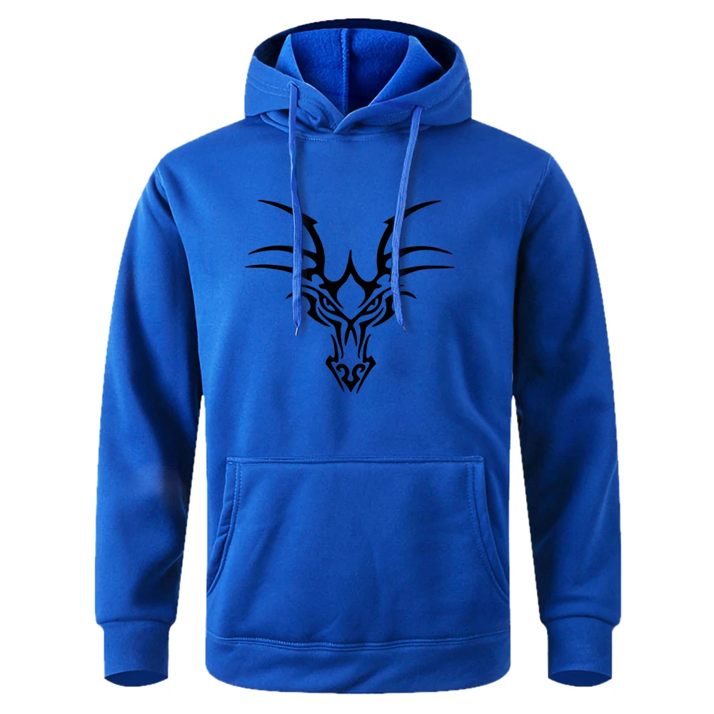 

Hot Sale Tribal Dragon Vinyl Decal Print Men'S Hooded Coldproof Vogue Tops Loose Vintage Hoodie Oversized Loose Mens Sweatshirt