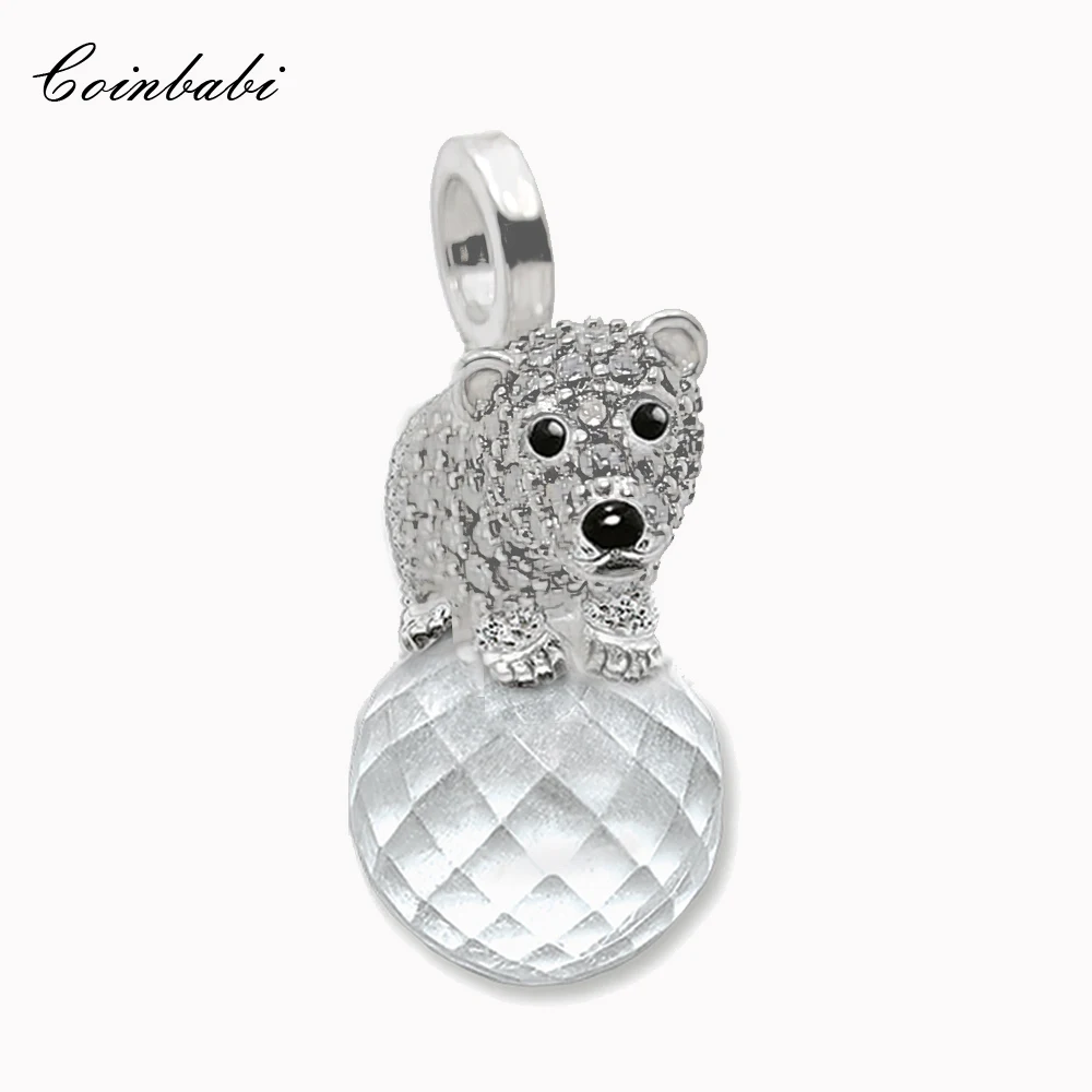 

Pendant Polar Bear White Zircon Stones Crystal 925 Sterling Silver Fit Necklace Romantic Women Fine Jewelry Trendy Bijoux Gift