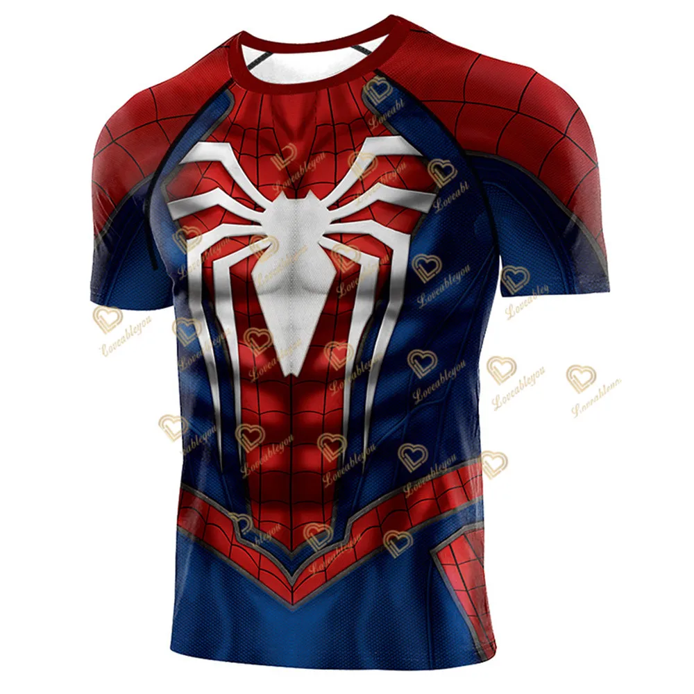 Summer 2022 Avengers Spidermαn Running T Shirts Unisex Gym Sport Shirt Tops Tees Printed T-Shirts Cool Compression T-Shirts