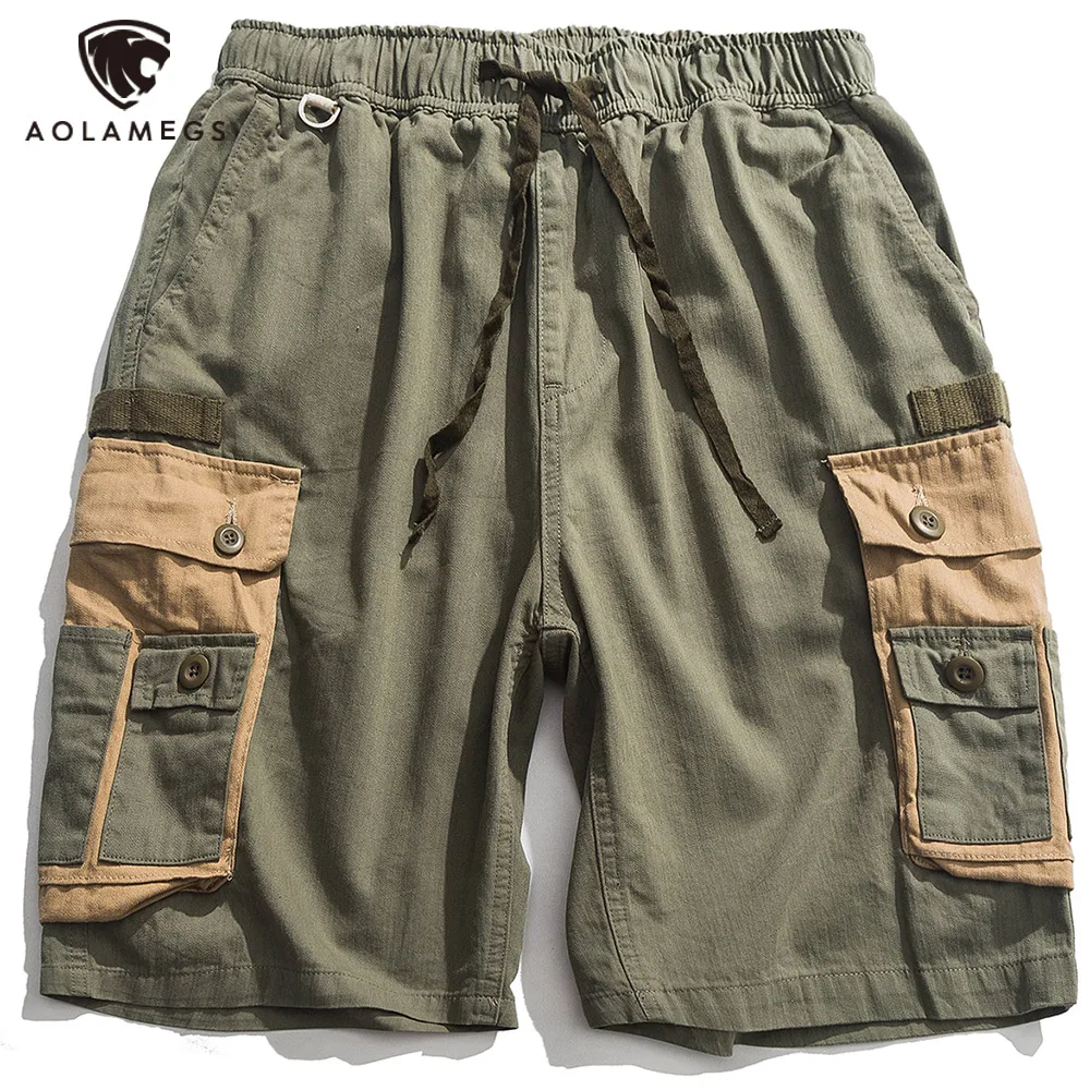 

Aolamegs Men's Shorts Multi-Pocket Drawstring Elastic Waist Short Cargo Pant Oversize Vintage Advanced Streetwear Men's Clothing