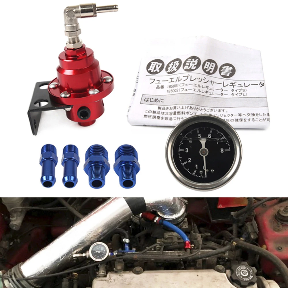 

Fuel Pressure Regulator Universal Car Adjustable AN6 1/8NPT Aluminum Fuel Pressure Regulator With Gauge Kit Auto Accessories