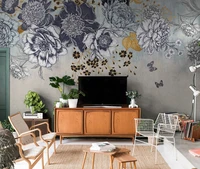beibehang custom 3d wallpaper mural nordic modern light luxury hand painted line drawing plant flower background wall