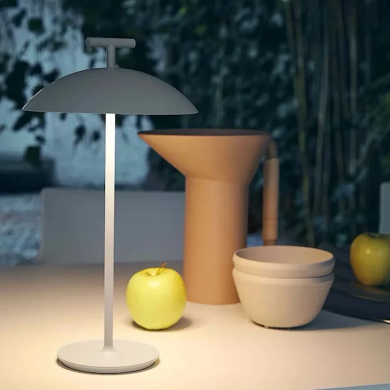 Фото Cmoonfall Led Nordic Bed Прикроватная комната Украшение Дизайн Гриб Беспроводная перезаряжаемая настольная лампа для учебы Ночной обеденный светильник №3