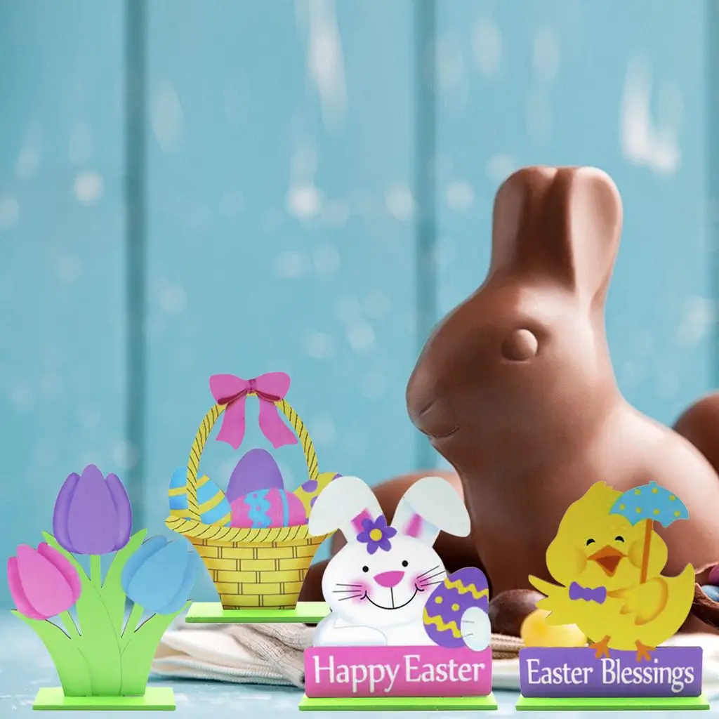 

DIY Party Supplies Eggs Rabbit Flower Easter Decor Easter Ornament Wooden Home Decoration