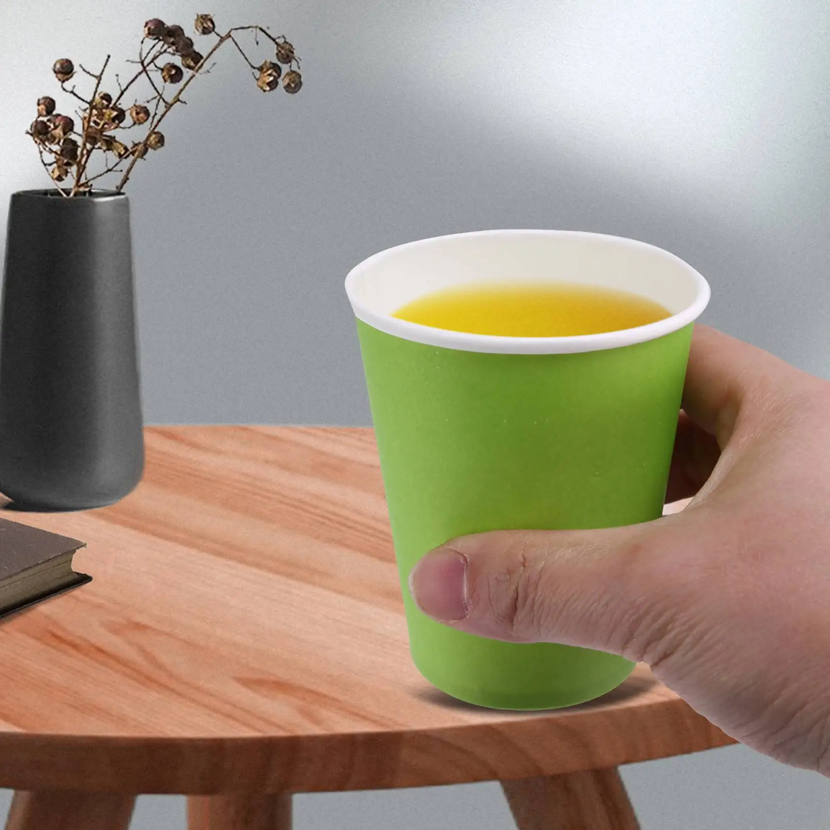 20 бумажных стаканчиков (9 унций)-однотонные зеркальные (зеленые)